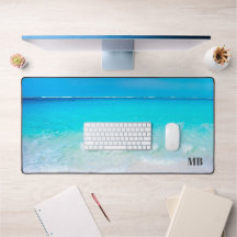 Strand Oceaan Blauw Iconisch Afbeelding Monogram