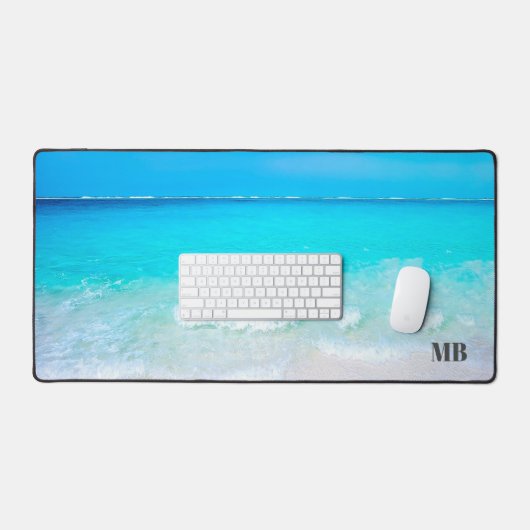 Strand Oceaan Blauw Iconisch Afbeelding Monogram Bureaumat (Keyboard & Muis)