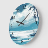 Strand Oceaan Blauw Wit zee Ontwerp 308 Grote Klok (Hoek)