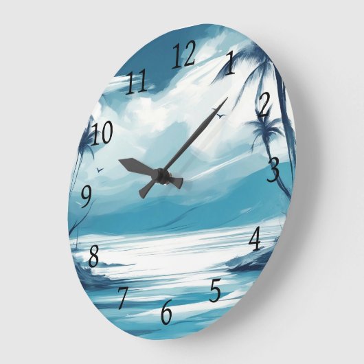 Strand Oceaan Blauw Wit zee Ontwerp 308 Grote Klok (Hoek)