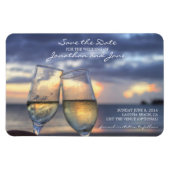 Strand Oceaan Bruiloft Champagne Glas Save the Dat Magneet (Horizontaal)