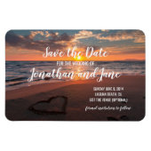 Strand Oceaan Bruiloft Hart Deluxe Save the Date Magneet (Horizontaal)