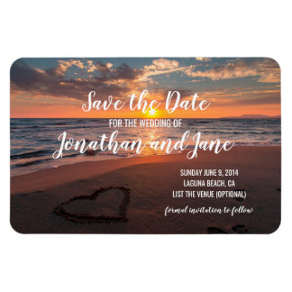 Strand Oceaan Bruiloft Hart Deluxe Save the Date Magneet