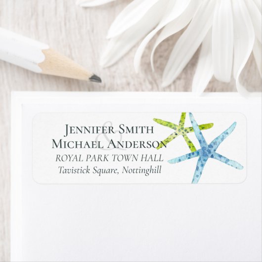 Strand Oceaan Bruiloft Retouradres Zeedieren Etiket (Insitu)