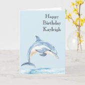 Strand Oceaan Dolfijn Verjaardag Kaart (Gele Bloem)