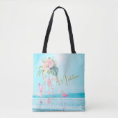 Strand Oceaan Flamingo Juweel Sierlijk Roze Tote Bag (Voorkant)