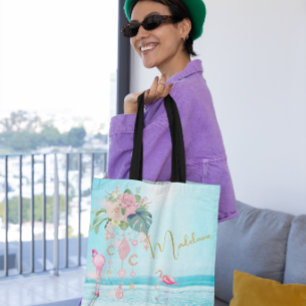 Strand Oceaan Flamingo Juweel Sierlijk Roze Tote Bag