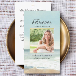 Strand Oceaan Foto Begrafenis Gebed Kaart Visitekaartje