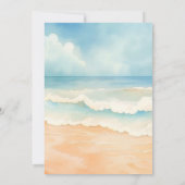 Strand oceaan golven blauw beige bruiloft kaart (Achterkant)