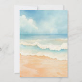 Strand oceaan golven blauw beige luxe bruiloft kaart (Achterkant)