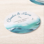 strand oceaan golven bruiloft ronde kartonnen onderzetter (Gebogen)