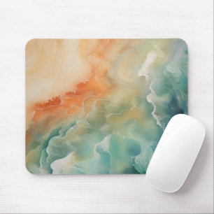 Strand Oceaan Golven Teal Aqua Zand Oranje Muismat