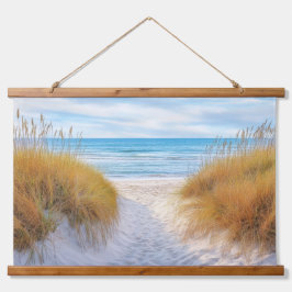 Strand Oceaan Grassen Zand Duinen Pad Kunst Hangend Wandkleed