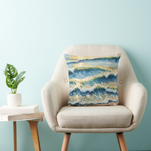 Strand Oceaan Groen Blauw Geel Ontwerp 345 Kussen