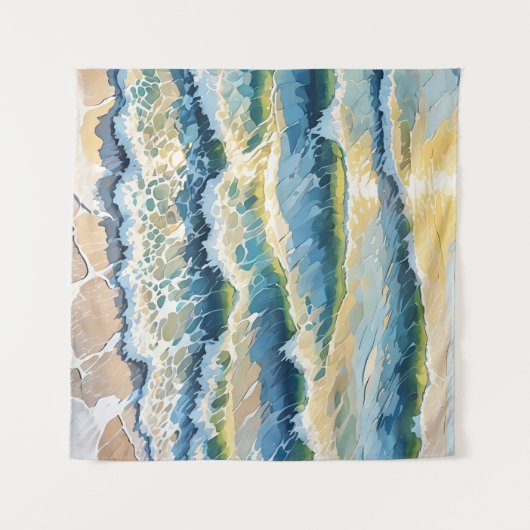 Strand Oceaan Groen Blauw Geel Ontwerp 345 Wandkleed (Voorkant (horizontaal))