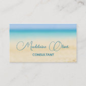 Strand Oceaan Kust Blauw Modern Chic Visitekaartje (Voorkant)