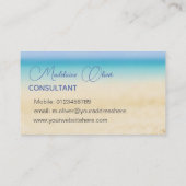 Strand Oceaan Kust QR Code Blauw Modern Visitekaartje (Achterkant)