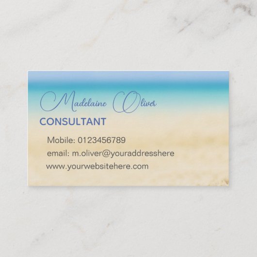 Strand Oceaan Kust QR Code Blauw Modern Visitekaartje (Achterkant)