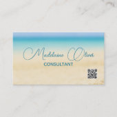 Strand Oceaan Kust QR Code Blauw Modern Visitekaartje (Voorkant)