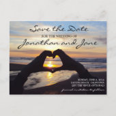 Strand Oceaan Liefde Hart Bruiloft Save the Date Aankondigingskaart (Voorkant)