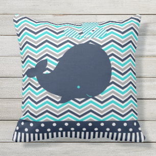 Strand Oceaan Nautilus Blauwe Walvis Chevron Buite Buitenkussen