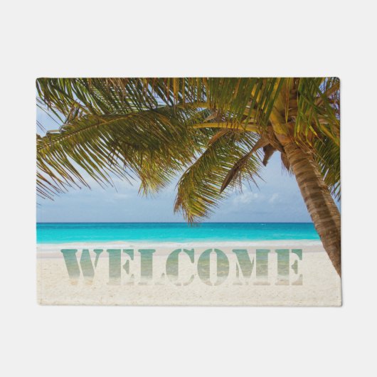 Strand, Oceaan, Palm, Welkom Deurmat (Voorkant)
