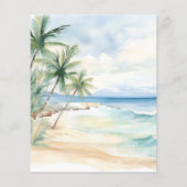 Strand oceaan palmbomen bruiloft uitnodiging (Achterkant)
