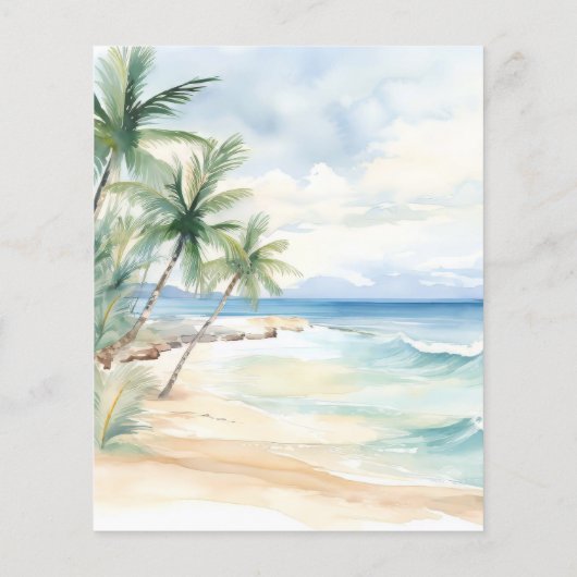 Strand oceaan palmbomen bruiloft uitnodiging (Achterkant)