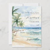 Strand oceaan palmbomen luxe bruiloft kaart (Voorkant)