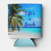 Strand oceaan Palmboom Het leven is een strand Blikjeskoeler (Voorkant)