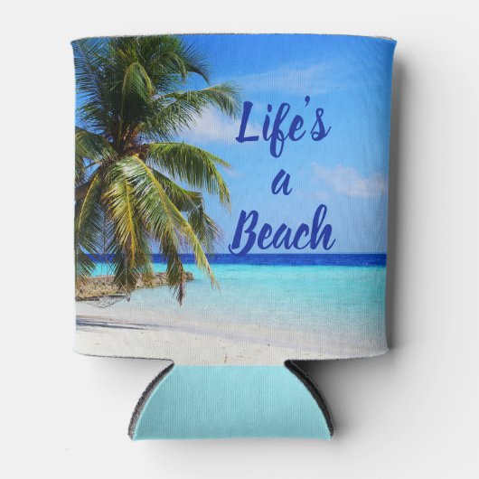 Strand oceaan Palmboom Het leven is een strand Blikjeskoeler (Voorkant)