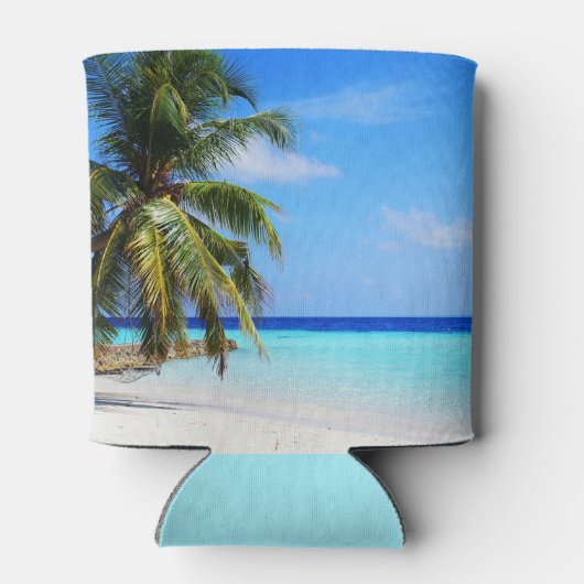 Strand oceaan Palmboom Het leven is een strand Blikjeskoeler (Achterkant)