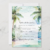 Strand Oceaan Tropische bruiloft uitnodiging (Voorkant)