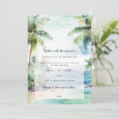 Strand Oceaan Tropische bruiloft uitnodiging (Staand voorkant)