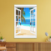 Strand Oceaan Uitzicht Faux Venster Canvas Afdruk (Insitu (Woonkamer))