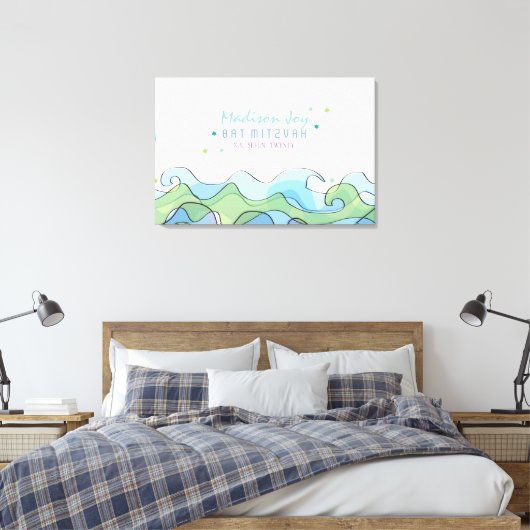 STRAND OCEAAN Vleermuis Mitzvah Sign In Memory Boa Canvas Afdruk (Insitu (Slaapkamer))