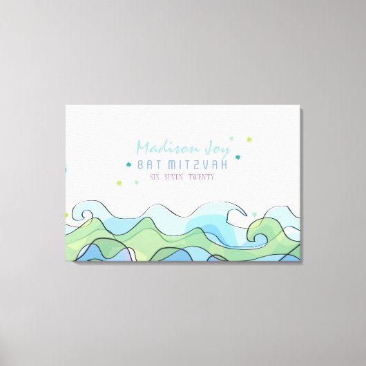 STRAND OCEAAN Vleermuis Mitzvah Sign In Memory Boa Canvas Afdruk (Voorkant)