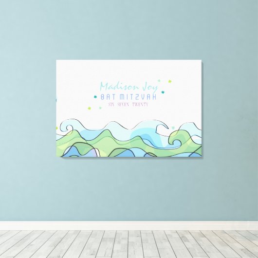 STRAND OCEAAN Vleermuis Mitzvah Sign In Memory Boa Canvas Afdruk (Insitu (Houten vloer))