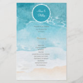 Strand, Oceaan Waterverf Achtergrond Trouwprogramm (Voorkant)
