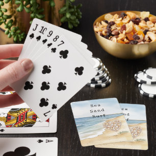 Strand Oceaan Zee Schelpen Hart Pokerkaarten