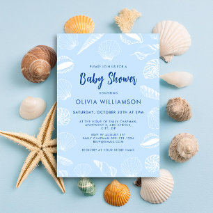 Strand Oceaan Zee Schelpen Jongen Baby Shower Kaart
