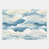 Strand Oceaan Zee Waterverf Patroon Inpakpapier Vel (Voorkant 2)