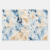 Strand Oceaan Zee Waterverf Patroon Inpakpapier Vel (Voorkant)