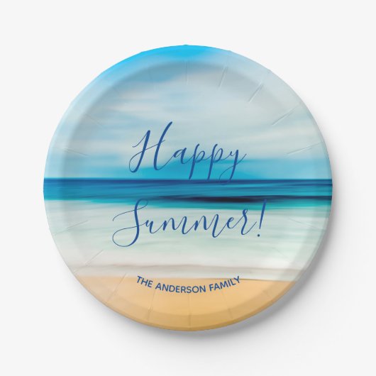 Strand oceaan zee zomerfeest papieren bordje (Voorkant)