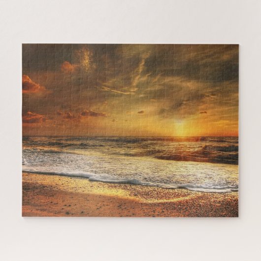 Strand Oceaan Zonsondergang Foto Puzzel (Horizontaal)