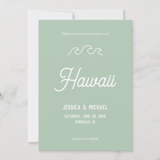 Strand oceaangolven kust - aqua bestemming save the date (Voorkant)