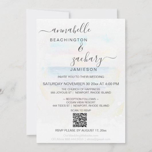 *~* strand Ocean Art + RSVP - QR AR7 Weddenschap Kaart (Achterkant)