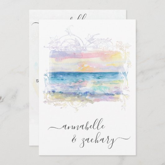 *~* strand Ocean Art + RSVP - QR AR7 Weddenschap Kaart (Voorkant / Achterkant)