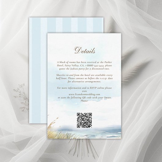 Strand Ocean Blue Bruiloft Details Behuizing Kaart