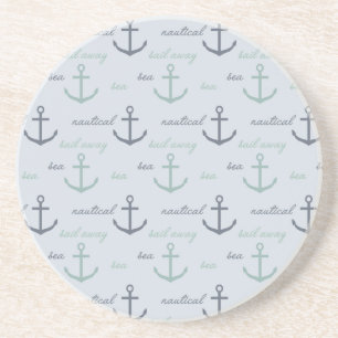 Strand Ocean Blue Nautisch Zee Ankers Zandsteen Onderzetter